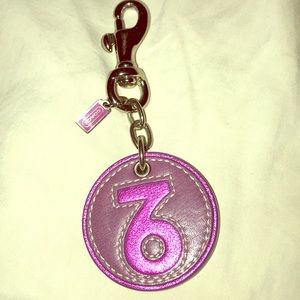 Coach Capricorn pink leather keychain